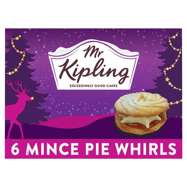 Mr Kipling Christmas Mince Pies Whirls Cakes Pack x6 - gallery image 1