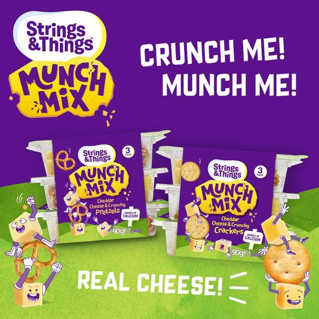 Strings & Things Munch Mix Cheddar Cheese & Crunchy Crackers 90g - gallery image 2