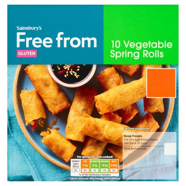 Sainsbury's Free From 10 x Vegetable Spring Rolls 180g - gallery image 1