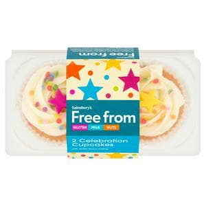 Sainsbury's Free From 2 Celebration Cupcakes with Vanilla Flavour Frosting