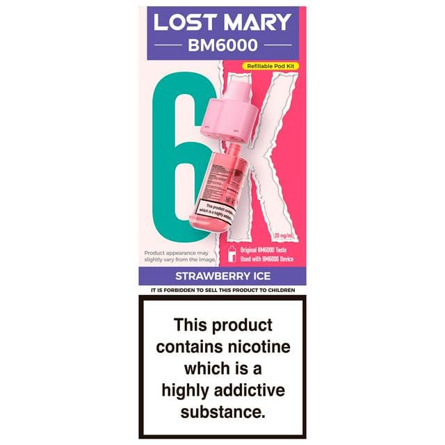 Lost Mary BM6000 Strawberry Ice Refillable Pod Kit 20mg/ml - gallery image 1