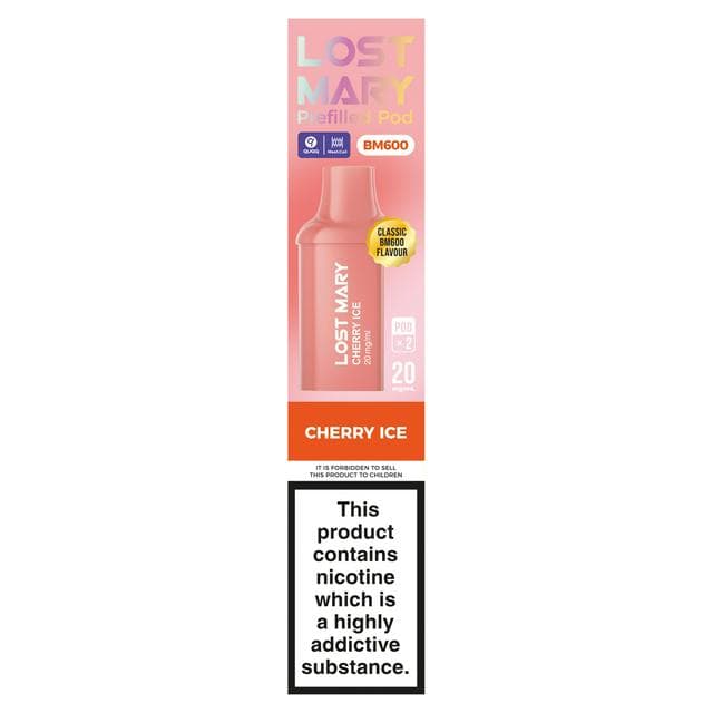 Lost Mary BM600 Cherry Ice Prefilled Pod x2 20mg/ml - gallery image 1