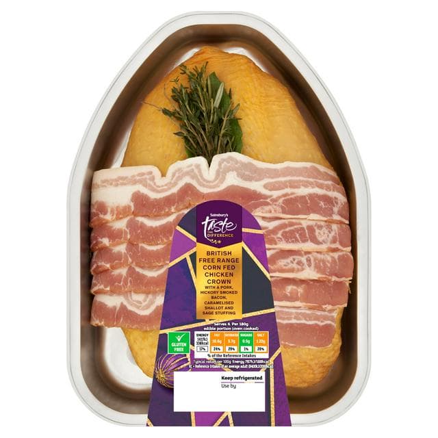 Sainsbury's British Free Range Corn Fed Chicken Crown, Taste the Difference 900g - gallery image 1
