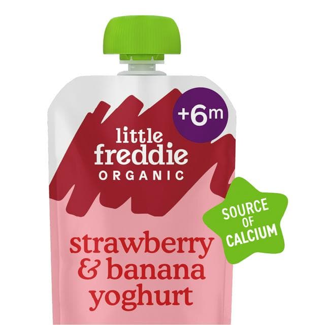 Little Freddie Organic Strawberry & Banana Yoghurt Stage 1 6+ Months Smooth 100g - gallery image 1