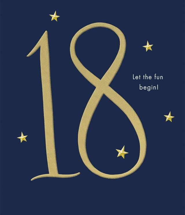 Carlton Happy 18th Birthday Loop the Loop Gold Text & Navy Design Greeting Card - gallery image 1