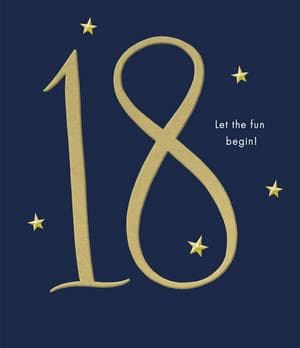 Carlton Happy 18th Birthday Loop the Loop Gold Text & Navy Design Greeting Card