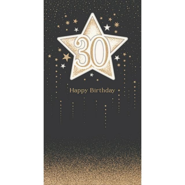 Carlton Happy 30th Birthday Gold Stars Black Background Carlton Greeting Card - gallery image 1