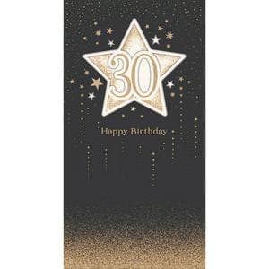 Carlton Happy 30th Birthday Gold Stars Black Background Carlton Greeting Card