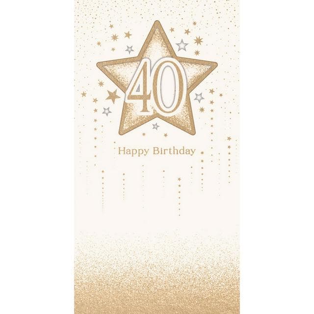 Carlton Happy 40th Birthday Gold Stars Cream Background Carlton Greeting Card - gallery image 1