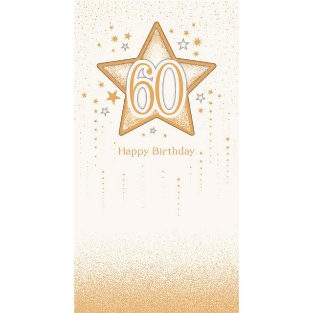 Carlton Happy 60th Birthday Gold Stars Cream Background Carlton Greeting Card - gallery image 1