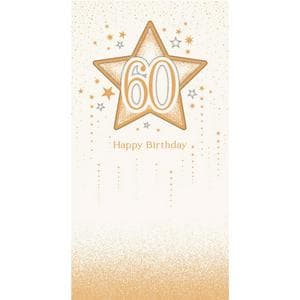 Carlton Happy 60th Birthday Gold Stars Cream Background Carlton Greeting Card