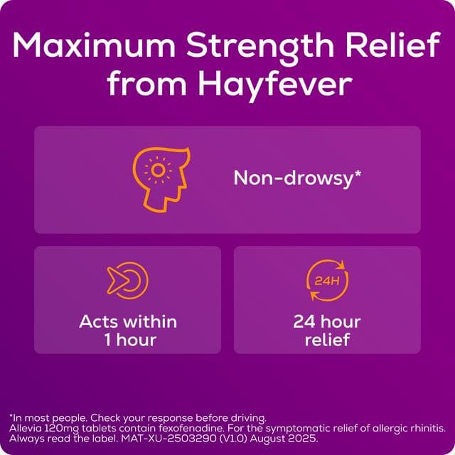 Allevia Hayfever & Allergy Relief Fexofenadine Tablets 120mg x7 - gallery image 3