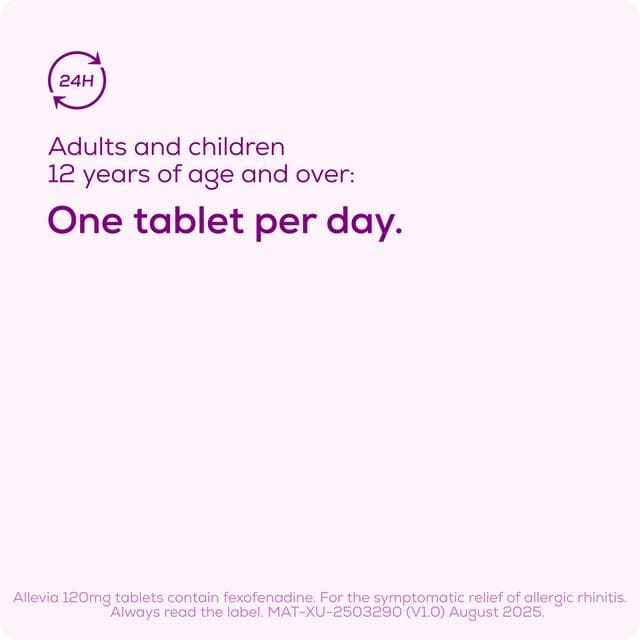 Allevia Hayfever & Allergy Relief Fexofenadine Tablets 120mg x7 - gallery image 5