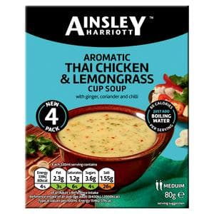 Ainsley Harriott Aromatic Thai Chicken & Lemongrass Cup Soup x4 80g