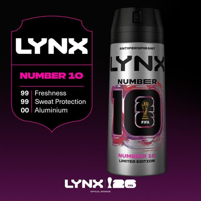 Lynx 150ml FIFA Number 10 Antiperspirant Aerosol Deodorant Spray, Limited Edition - gallery image 4