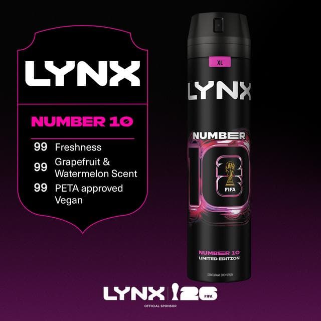 Lynx 250ml FIFA Number 10 Aerosol Body Spray, Limited Edition - gallery image 4