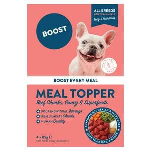 Boost 4 x 85g Beef Chunks Gravy & Superfoods Meal Topper Dog Food