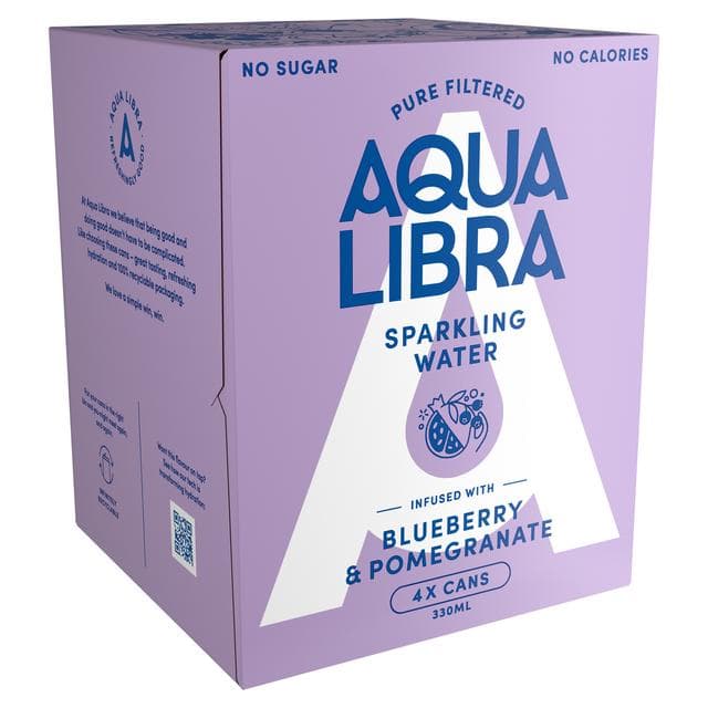 Aqua Libra Sparkling Water Infused with Blueberry & Pomegranate 4 x 330ml - gallery image 2