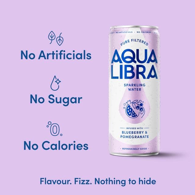 Aqua Libra Sparkling Water Infused with Blueberry & Pomegranate 4 x 330ml - gallery image 3