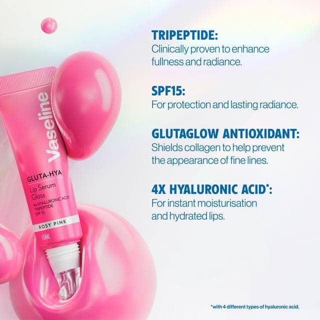 Vaseline 10ml Gluta Hya Rosy Pink Lip Serum Gloss