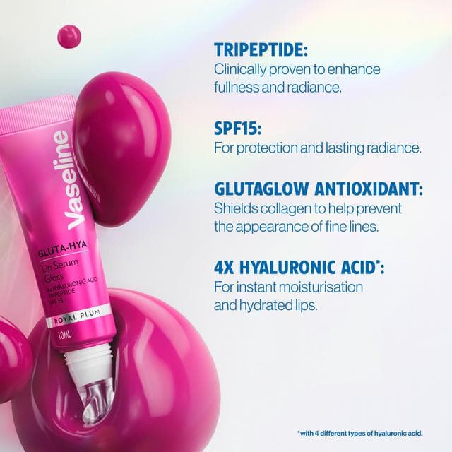 Vaseline 10ml Gluta Hya Royal Plum Lip Serum Gloss - gallery image 6