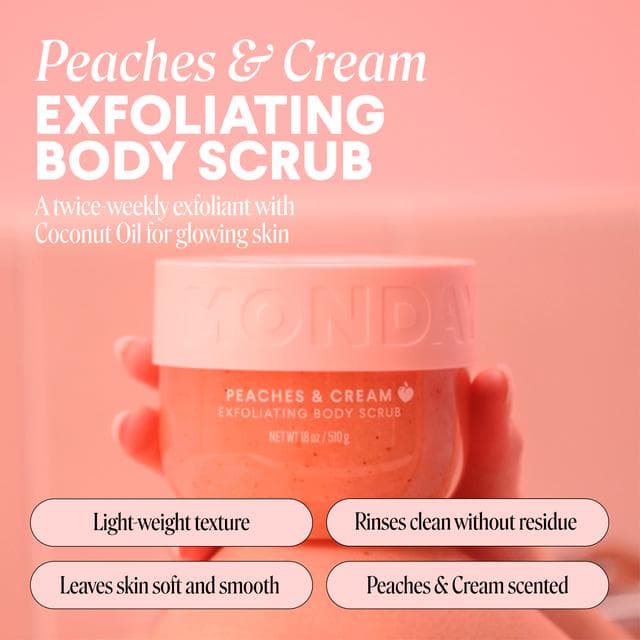 Monday Haircare 510g Peaches & Cream Exfoliating Body Scrub - gallery image 3