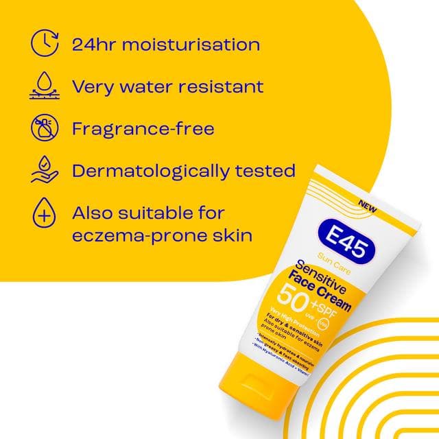 E45 50ml Sun Care 50+ SPF Sensitive Face Cream - gallery image 2