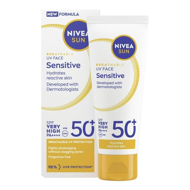Nivea Sun 40ml Breathable UV SPF50+ Face Sensitive Sun Cream - gallery image 1