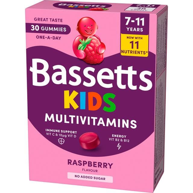 Bassetts 30 x Raspberry Flavour 7 to 11 Years Kids Multivitamin Gummies - gallery image 4