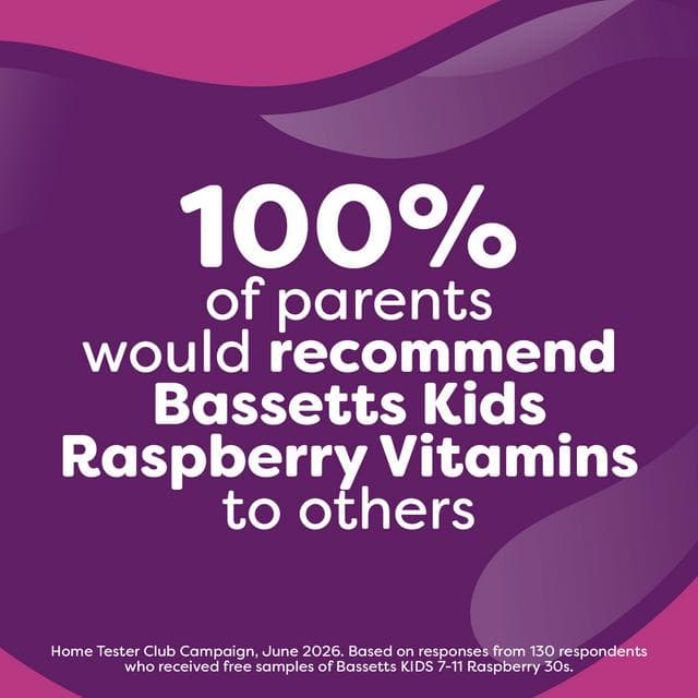 Bassetts 30 x Raspberry Flavour 7 to 11 Years Kids Multivitamin Gummies - gallery image 5