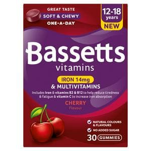 Bassetts Vitamins 30 x Iron 14mg & Cherry Flavour Multivitamins Gummies