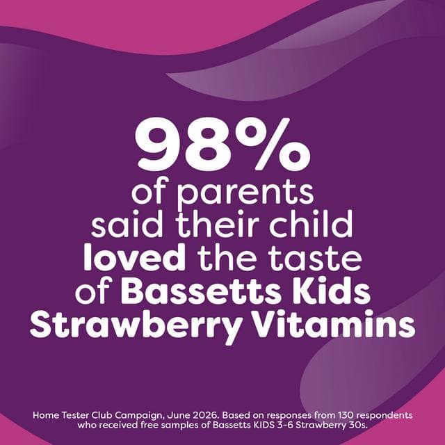 Bassetts 60 x Strawberry Flavour 3 to 6 Years Kids Multivitamin Gummies - gallery image 5