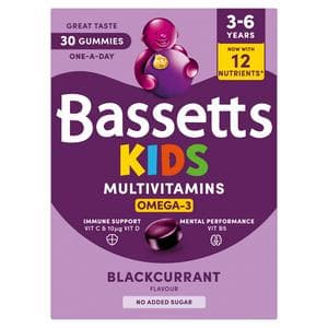 Bassetts 30 x Omega 3 Blackcurrant Flavour 3 to 6 Years Kids Multivitamin Gummies