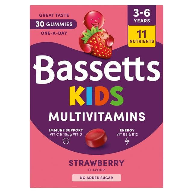 Bassetts 30 x Strawberry Flavour 3 to 6 Years One a Day Kids Multivitamin Gummies - gallery image 1