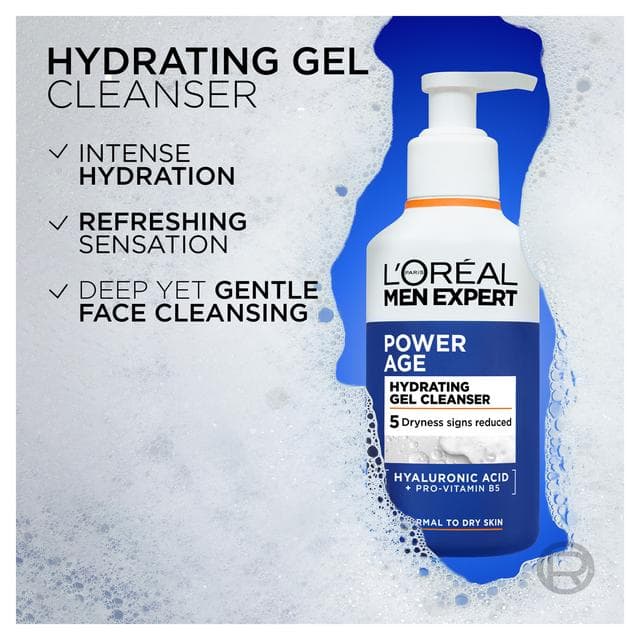 L'Oréal Paris Men Expert 260ml Power Age Hydrating Normal to Dry Skin Gel Cleanser - gallery image 5