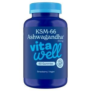 Vitawell 60 x 250mg KSM 66 Ashwagandha Strawberry Gummies
