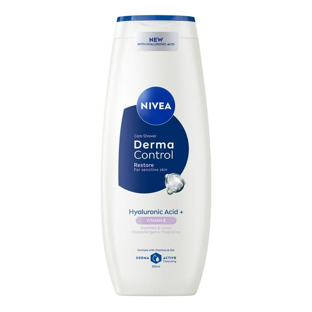Nivea 500ml Derma Control Restore Hyaluronic Acid & Vitamin E Sensitive Skin Shower Gel - gallery image 1