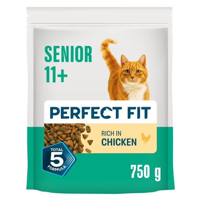 Perfect Fit 750g Senior 11+ Dry Chicken Cat Food - gallery image 1