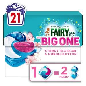 Fairy 21 Washes Non Bio the Big One Cherry Blossom & Nordic Cotton Pods