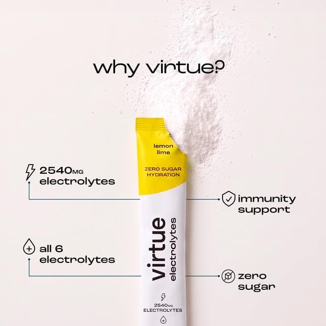 Virtue 12 x 5g Lemon Lime Electrolytes Hydration Sachets - gallery image 2