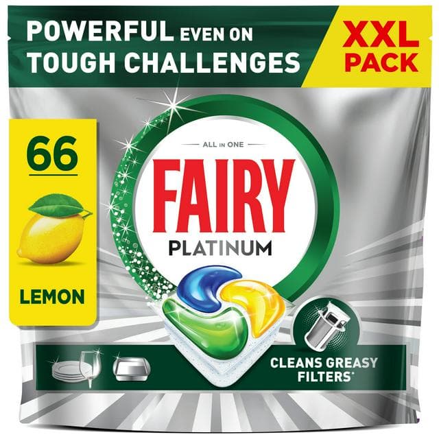 Fairy 66 Platinum Lemon Dishwasher Tablets - gallery image 1