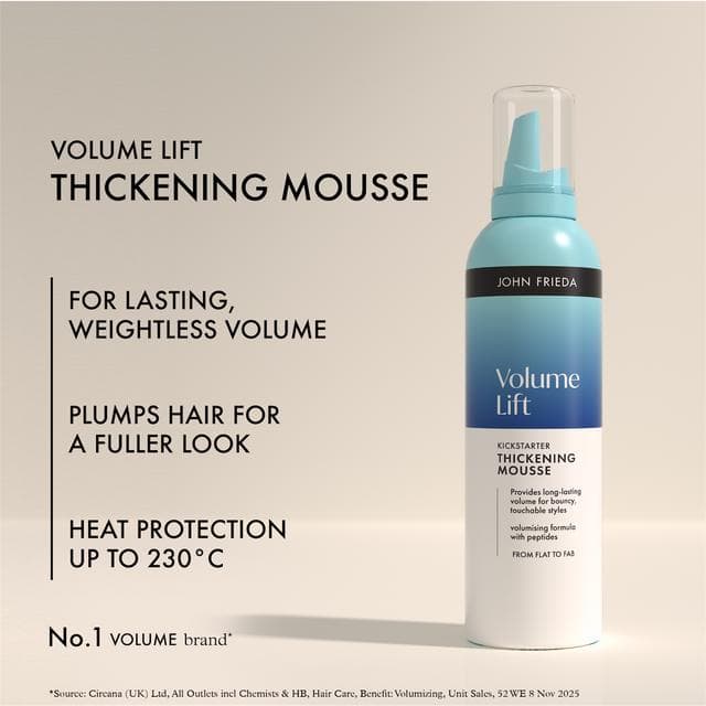 John Frieda 200ml Volume Lift Kickstarter Thickening Mousse - gallery image 3