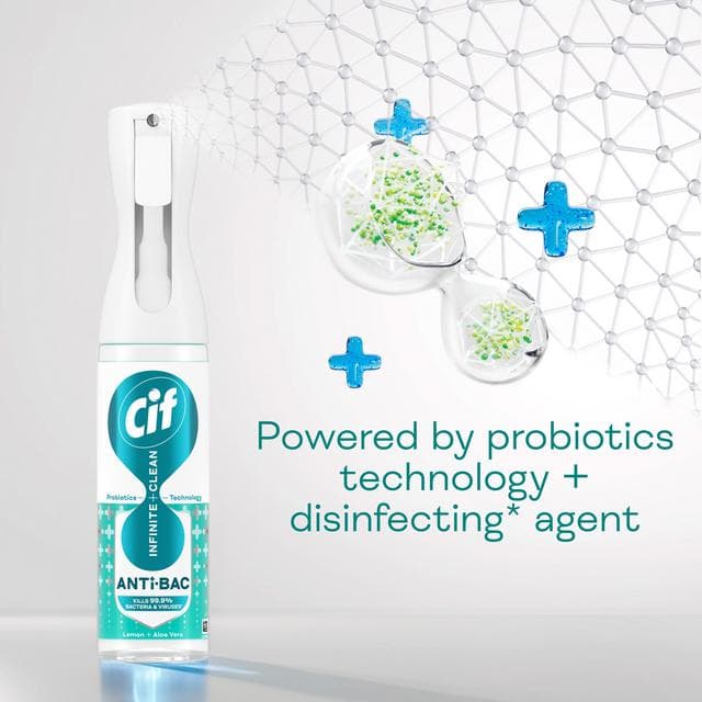 Cif 280ml Infinite Clean Lemon & Aloe Vera Antibacterial Cleaner Spray - gallery image 2