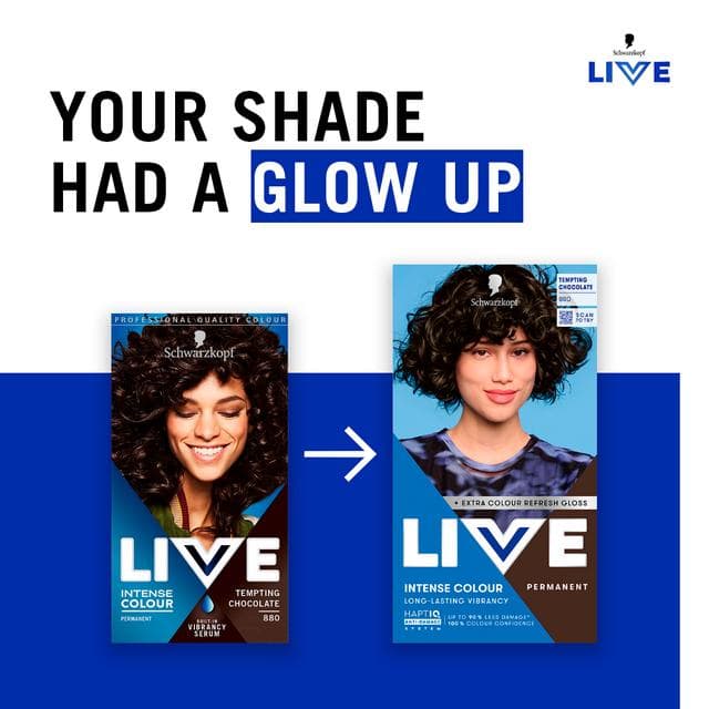 Schwarzkopf 880 Tempting Chocolate Live Intense Colour Permanent Hair Dye - gallery image 4