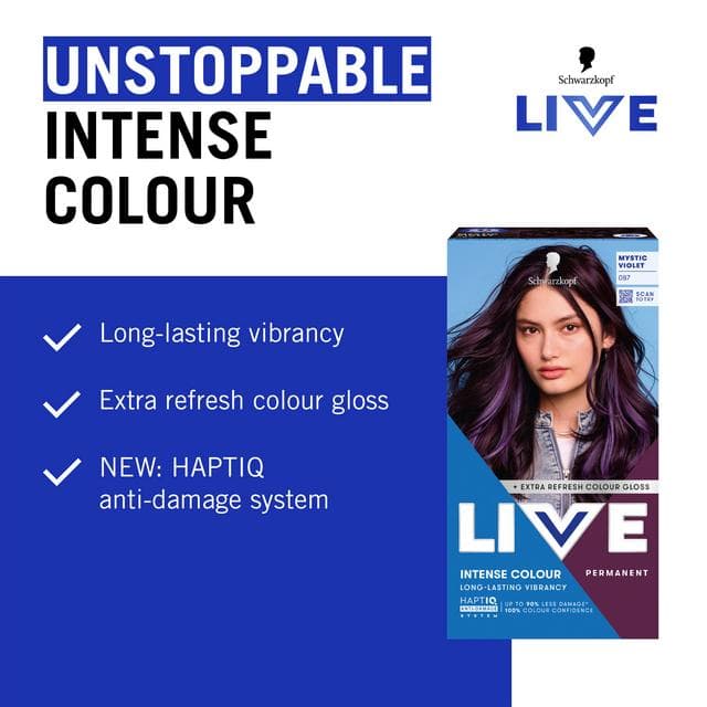 Schwarzkopf 087 Mystic Violet Live Intense Colour Permanent Hair Dye - gallery image 3