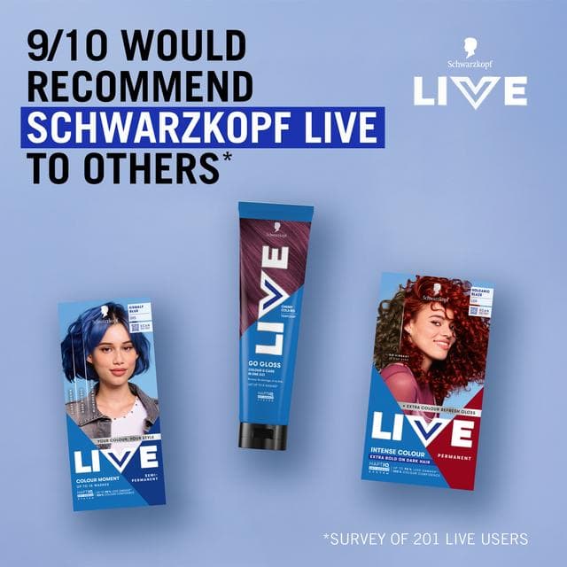 Schwarzkopf 090 Cosmic Blue Live Intense Colour Permanent Hair Dye - gallery image 2