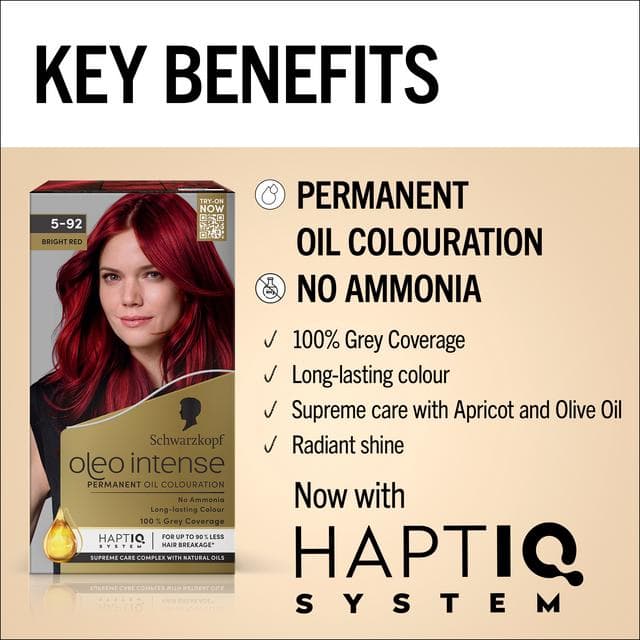 Schwarzkopf Oleo Intense Oil Colouration 5-92 Bright Red Permanent Hair Dye - gallery image 2
