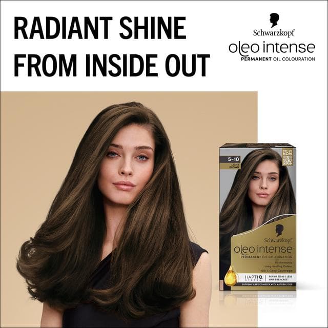 Schwarzkopf Oleo Intense Oil Colouration 5-10 Light Brown Permanent Hair Dye - gallery image 2