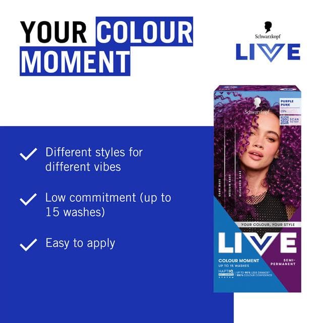 Schwarzkopf 094 Purple Punk Live Colour Moment Semi Permanent Hair Dye - gallery image 2
