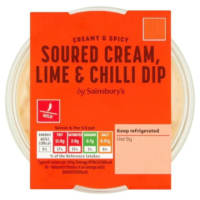 Sainsbury's 200g Creamy & Spicy Soured Cream, Lime & Chilli Dip - gallery image 1